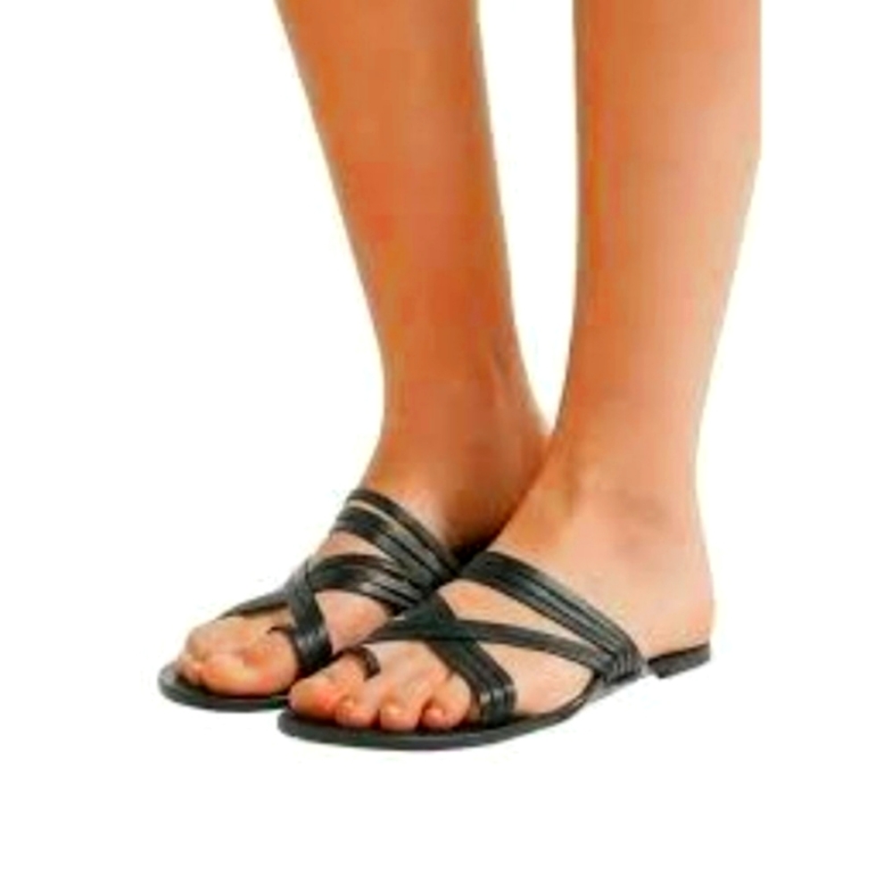 The Row Cannes Nappa Leather Flat Strappy Sandals
